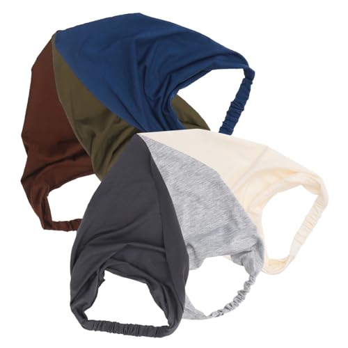 ROMISBABA 6 Stück Teiliges Elastische Große Boho Haar dreieckstücher für Damen und Mädchen Rutschfeste Einfarbige Kopftücher in Weiß Dunkelgrau Braun Blau Grün Atmungsaktiv und Vielseitig von ROMISBABA