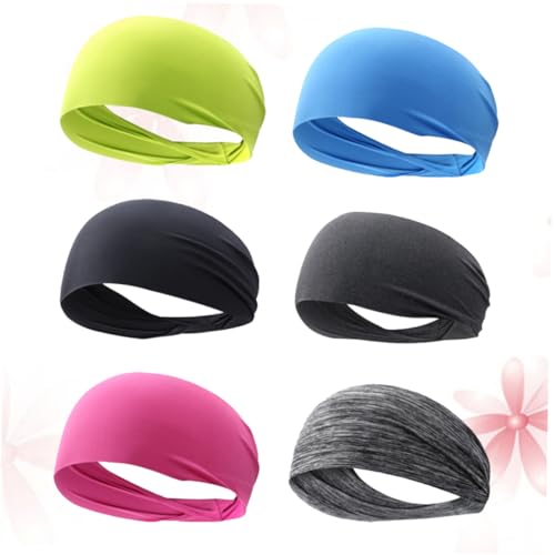 ROMISBABA 6 Stück Teiliges Elastisches Sport Haarband Schnelltrocknend Unisex Vielseitig für Yoga Laufen Fitness Gym Rutschfest Farblich Sortiert Einheitsgröße Zufällige Zufällige Farbe von ROMISBABA