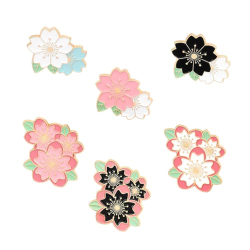 ROMISBABA 6 Stück Teiliges Kirschblüten Broschen aus Modische Corsage Anstecknadeln für Kleidung Taschen Hüte Sichere und Langlebige Schmuckaccessoires für Frauen und Mädchen von ROMISBABA