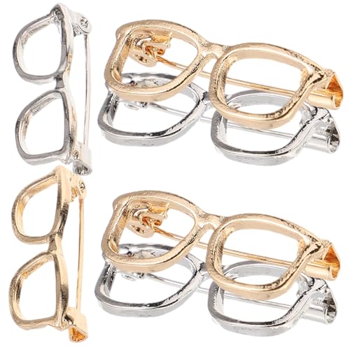 ROMISBABA 6 Stück Teiliges Kreative Brillen Anstecknadeln für Damen Langlebige Broschen Gold und Silber Modisches Schmuckzubehör für Kleidung Taschen und Schals von ROMISBABA