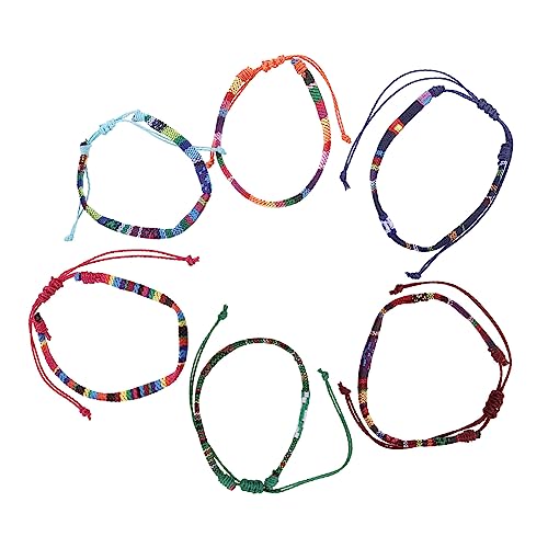 ROMISBABA 6 Stück Teiliges Verstellbares Boho Armband Handgefertigt Geflochtene Baumwoll Leinen Armbänder Strand Schmuck für Damen und Herren von ROMISBABA