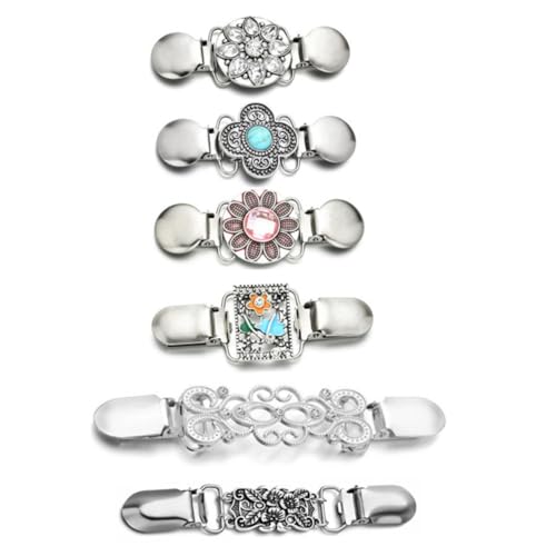 ROMISBABA 6 Stück Teiliges Vintage Blumendekor Pullover Clips Strickjacken Clips für Damen und Mädchen Festhaltende Stilvolle Cardigan für Schals und Kleider Dekorative Kleidungsklammern von ROMISBABA