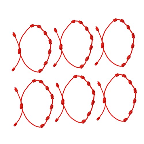 ROMISBABA 6stücke Rotes Knotenarmband Aus Seil Verstellbar Mit Seilknotendekor Symbolisiert Gesundheit Und Glück Als Für Freunde Und Familie von ROMISBABA