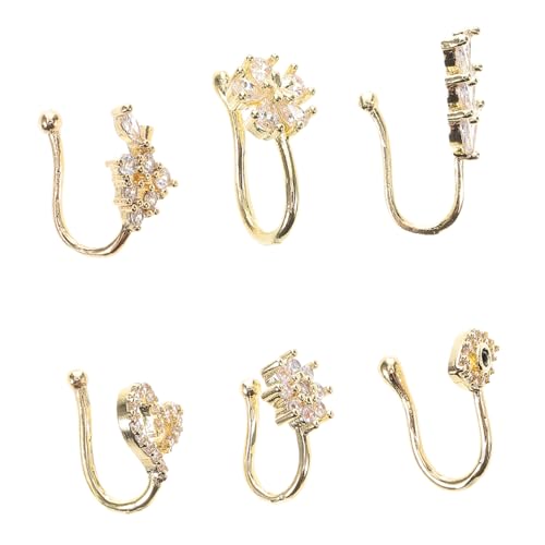 ROMISBABA 6Stücke Verstellbare Nasenklammern mit Herz Stern und Mond für Damen und Herren Fake Nasenstecker Zirkonia Modisches Design für ROMISBABA 6Stücke Verstellbare Nasenklammern mit Herz Stern und Mond für Damen und Herren Fake Nasenstecker Zirkonia Modisches Design für von ROMISBABA