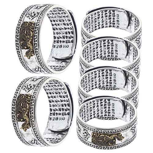 ROMISBABA 6Stücke Vintage Metall Finger Ringe Retro für Männer Ringe Dekorative Fingerringe für Stilvolle Looks von ROMISBABA