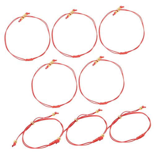 ROMISBABA 7 Stück Teiliges Rotes Seilarmband Verstellbar Glücksarmband für Damen und Herren Modisch Vielseitig für Geburtstag Valentinstag und Alltag von ROMISBABA