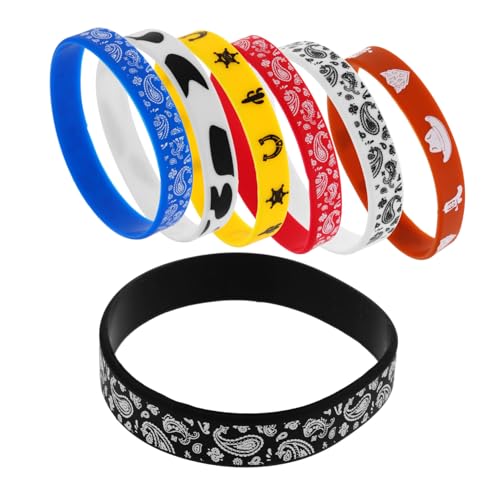 ROMISBABA 7 Stück Teiliges Western Party Armband aus Leichtem Elastischem Silikon für Damen und Herren Hautfreundlich Modisch Vielseitig Kombinierbar Trendige Silikonarmbänder von ROMISBABA