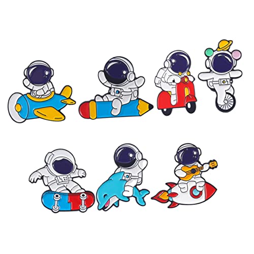 ROMISBABA 7Stücke Metallbroschen Astronauten Design Dekorative Anstecknadeln für Kleidung Taschen Rucksäcke Stilvolle Accessoires für Frauen Mixed Style Broschen von ROMISBABA