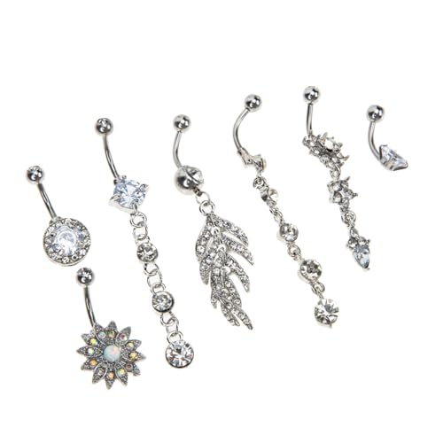 ROMISBABA 7Stücke Teiliges Nabelpiercing mit Bauchringe für Frauen Langlebige Rustfreie Piercingschmuckstücke für Trendige Styles ROMISBABA 7Stücke Teiliges Nabelpiercing mit Bauchringe für Frauen Langlebige Rustfreie Piercingschmuckstücke für Trendige Styles von ROMISBABA