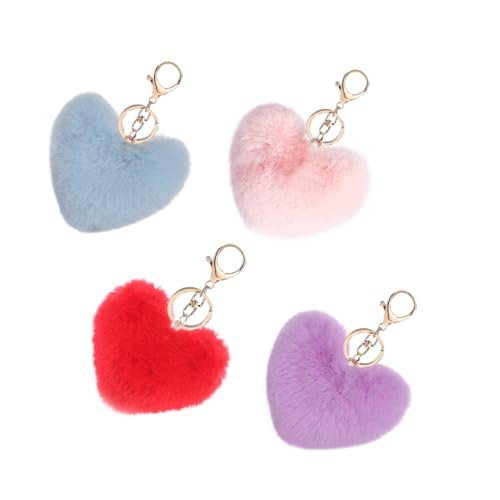 ROMISBABA 8 STK Plüsch Ball Schlüssel Bund Hängende Schlüsselanhänger Rosa Schlüsselanhänger Fuzzy-Herz-schlüsselanhänger Autoschlüsselzubehör Für Auto Nachahmung Von Rex-kaninchenfell von ROMISBABA