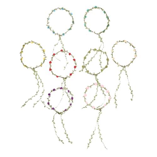 ROMISBABA 8 Stück Teiliges Blumenkranz set Haarschmuck Hochzeit Blumenmädchen Kopfschmuck Stirnband in Farben Angenehm Vielseitig für Braut Foto Festival Beachparty von ROMISBABA