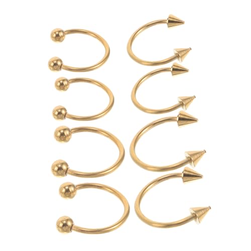 ROMISBABA 8 Stück Teiliges Edelstahl C Förmige Pferdehuf Nasenringe und Ohrstecker Vielseitiges Piercing Schmuckset Ergonomisch Langlebig Minimalistisches Design für Damen und Herren von ROMISBABA