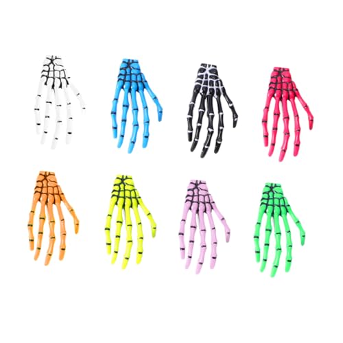 ROMISBABA 8 Stück Teiliges Haarschmuck Krallenspangen Fluoreszierend Modisch Skelett Hand Design Leichte Clips für Frauen Halloween von ROMISBABA
