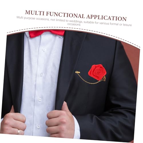 ROMISBABA 8 Stück Teiliges Lapel Pins mit Goldblattkette Flache Rosenbroschen für Hochzeit Braut Anstecker Herren Anzug Accessoires Vielseitig für Festliche Anlässe von ROMISBABA