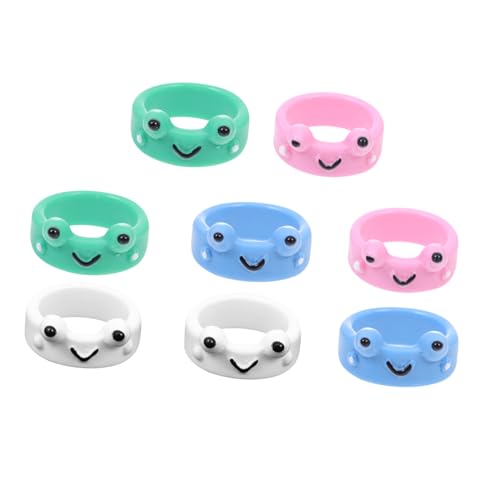 ROMISBABA 8 Stück Teiliges Set Cartoon Frosch Ringe für Frauen Kreative Harz Finger Ringe Modischer Schmuck für Partys und Alltag Stilvolle Accessoires für Teenager und Erwachsene von ROMISBABA