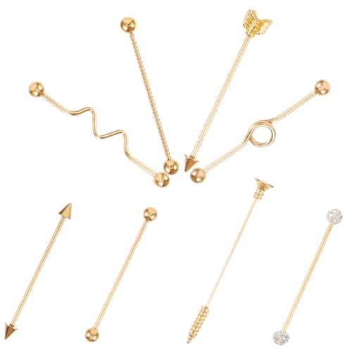ROMISBABA 8 Stück Teiliges Set Schrauben Ohrstecker Industrial Piercing Schmuck für Damen Herren Knorpel Ohrringe Goldfarben von ROMISBABA