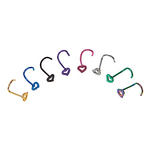 ROMISBABA 8Stücke Nasenringe Förmige Nasenpiercing Schmuck Hypoallergen Bunten Farben für Damen Herren von ROMISBABA