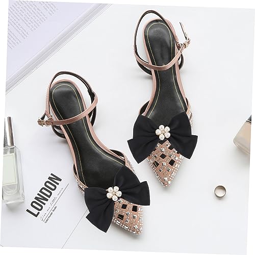 ROMISBABA Abnehmbare Schleifen Schuhclips mit Perlenbesatz Damenschuh Dekoration Wiederverwendbar für Hochzeit Party Alltag Stilvolle Schuhanstecker Schwarz von ROMISBABA