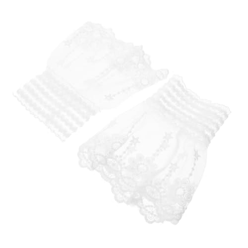 ROMISBABA Abnehmbare Spitzenmanschetten mit Blüten Feine Netzspitze Weiche Baumwolle Vielseitige Handgelenksmanschetten für Braut Ball und von ROMISBABA