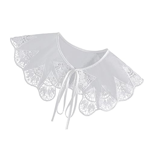 ROMISBABA Abnehmbarer Damen Spitzenkragen Weiß Leichter Vielseitiger Falscher Blusenkragen Komfortabel Schnell Trocknend Modischer Dekorativer Kragen für Blusen und Oberteile von ROMISBABA
