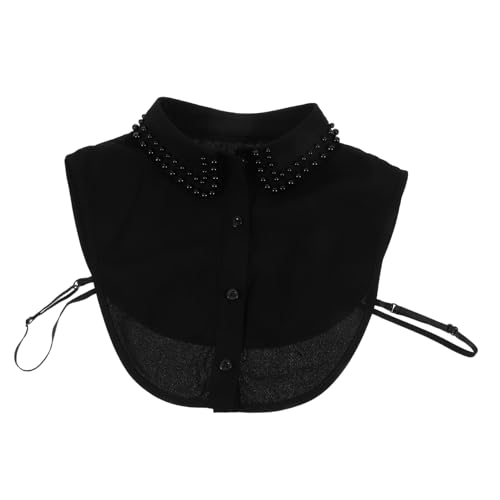 ROMISBABA Abnehmbarer Falscher Kragen Damen mit Perlen und Perlenbesatz Eleganter Schwarzer Fake kragen für Blusen Pullover und Kleider Dekorativer Schmuckkragen für Vielseitiges Styling von ROMISBABA