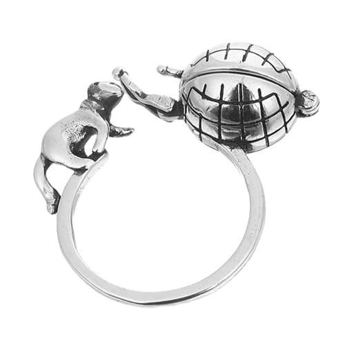 ROMISBABA Aromatherapie-ring Mit Katzenmotiv: Offener, Verstellbarer Fingerring, Diffusor Für Ätherische Öle, Schmuck Für Aromatherapie-diffusoren Für Frauen Und Mädchen von ROMISBABA