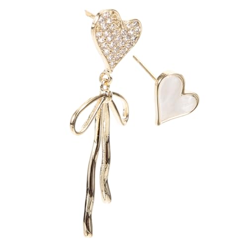 ROMISBABA Asymmetrische Damen Ohrringe Herz Schleife Kupfer Modeschmuck Leicht Tragbar Schmuck für Alltag und Party Goldfarben von ROMISBABA
