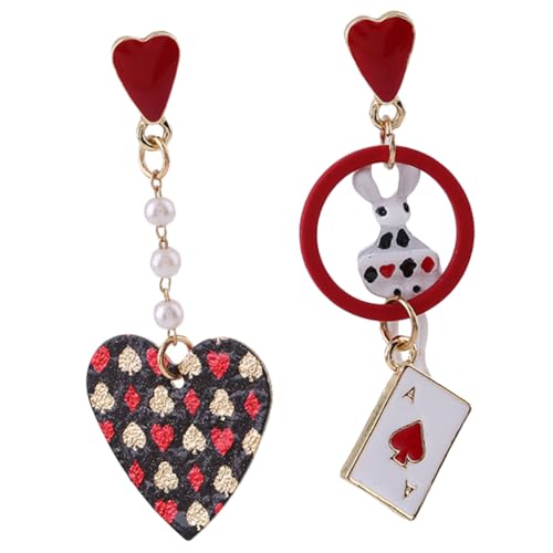 ROMISBABA Asymmetrische Dangle Ohrringe Damen Herz und Poker Bunny Design Modeschmuck für Alltag Party und ROMISBABA Asymmetrische Dangle Ohrringe Damen Herz und Poker Bunny Design Modeschmuck für Alltag Party und von ROMISBABA
