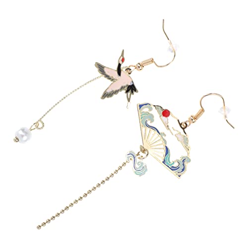 ROMISBABA Asymmetrische Fächer Ohrhänger mit Vintage Ohrschmuck für Damen Eleganter Chinesischer Stil Symbol für Langlebigkeit und für Mutter und Hochzeit von ROMISBABA