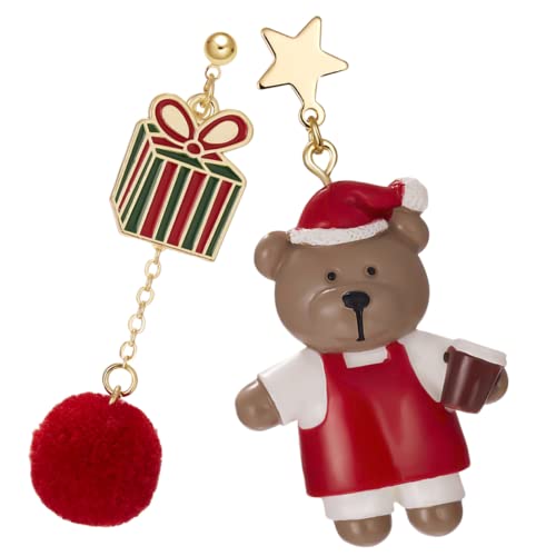 ROMISBABA Asymmetrische Ohrstecker mit Plüschbär und Quaste Ohrringe für Damen Komfortabel Leicht für Alltag Party Arbeit und an Freunde und Familie von ROMISBABA