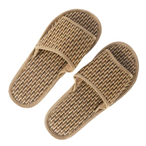 ROMISBABA Atmungsaktive Bambus sandalen mit Offener Spitze Dicke Sohle Leichte Sommerschuhe für Damen und Herren Bequeme Natürliche Gewebte Hausschuhe Passend zu Jeans und Röcken von ROMISBABA