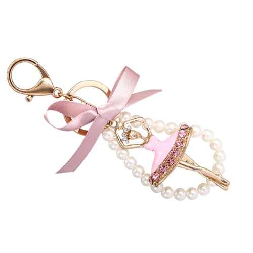 ROMISBABA Ballerina Schlüsselanhänger Mit Schleife Und Perle Eleganter Damen Schlüsselring Für Handtaschen Glitzernder Schlüsselanhänger Für Auto Und Geldbörse Accessoire Für von ROMISBABA