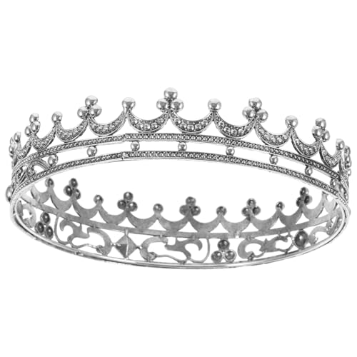 ROMISBABA Barocke Krone Kostüme Königliche Königskrone Krone Für Die Heimkehrparty Antike Königskrone Stütze Requisiten Geburtstagskrone Vintage Herrenkrone Gothic Prinz Zinklegierung Silver von ROMISBABA