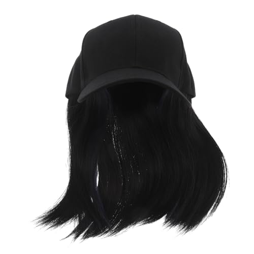 ROMISBABA Baseballkappe Mit Haarperücke Für Damen Verstellbar Schwarz Vintage-design Für Partys Und Täglichen Gebrauch von ROMISBABA