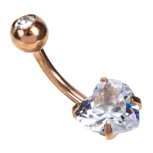 ROMISBABA Bauchnabelpiercing mit Zirkonia Herz Design Kleiner Bauchnabelring Hautfreundlich Glatt Poliert Dekorativ für Damen und Teenager Modisch und zu Tragen von ROMISBABA