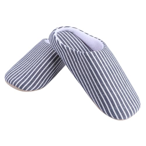 ROMISBABA Baumwoll Hausschuhe mit Streifen Leichte Warme Indoor Pantoffeln für Damen und Herren Rutschfeste Weiche Baumwoll Slipper in Xl für Herbst und Winter von ROMISBABA