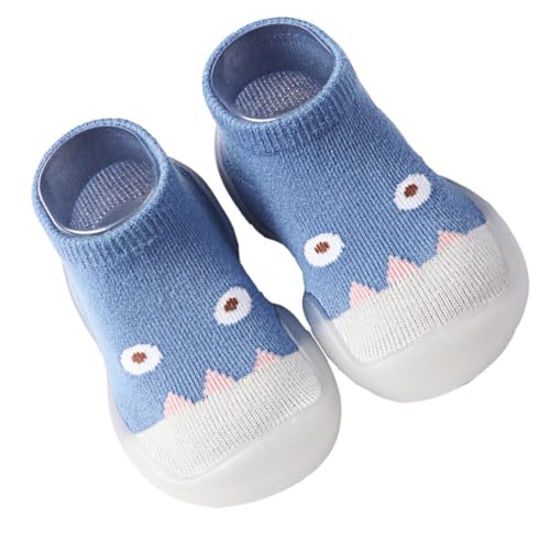 ROMISBABA Baumwollsocken mit Rutschfester Sohle Atmungsaktive Prewalker Hausschuhe für Kleinkinder Leichte Weiche Frühling herbst Innenschuhe in Blau Sicherer Halt für Junge Mädchen von ROMISBABA