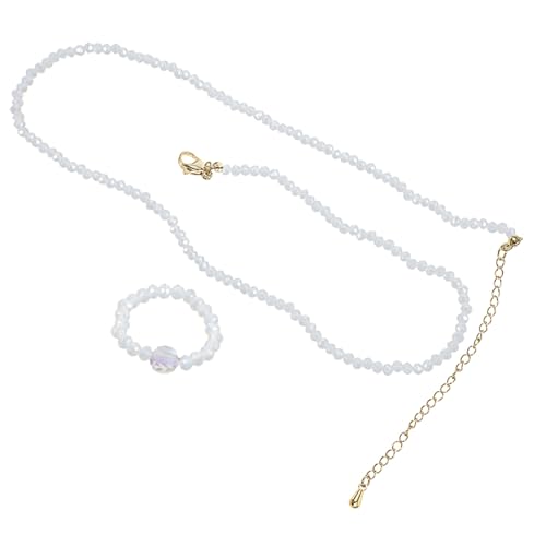 ROMISBABA Beaded Choker Halskette und Ring Damen Modischer Funkelnder Schmuck Leichtes Langlebiges Design für Alltag Party Büro Reise Stilvolle Clavicle Kette und Finger Schmuck von ROMISBABA