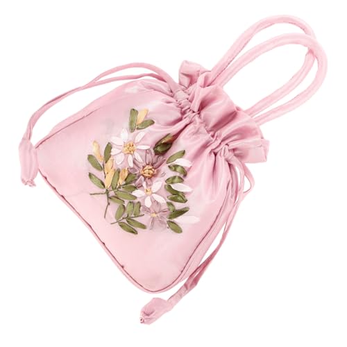 ROMISBABA Bestickte Handtasche Damen mit Tunnelzug Ethnischer Stil Große Kapazität Vielseitige Umhängetasche für Alltag Party und Dating Leichte Tragetasche in Rosa von ROMISBABA