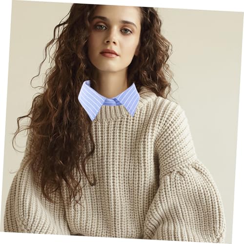 ROMISBABA Blauer Gestreifter Abnehmbarer Fake Kragen für Damen und Herren Atmungsaktives Weiches Material Vielseitiges Hemd accessoire für Business und Freizeit Leichter Stilwechsel von ROMISBABA