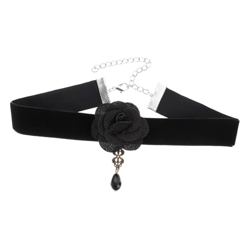 ROMISBABA Blumen Choker Halskette mit Spitzenmuster Vintage Kragen Schlüsselbein Schmuck Damen Elegant Kurzschmuck Schwarz von ROMISBABA