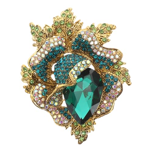 ROMISBABA Blumenbrosche mit Grünen Strasssteinen Anstecknadel für Damen Vielseitiges Schmuck Accessoire für Kleidung Schals und Festliche Anlässe Langlebig und Detailreich Verarbeitet von ROMISBABA