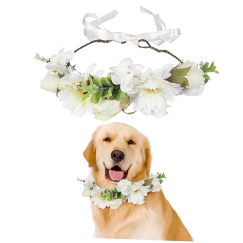 ROMISBABA Blumenkranz Für Haustiere Haarschmuck Vielseitigem Design Für Hochzeiten Fotoshootings Und Festliche Anlässe Leicht Und Tragbar Stilvolle Haaraccessoires Für Hunde Und Katzen von ROMISBABA