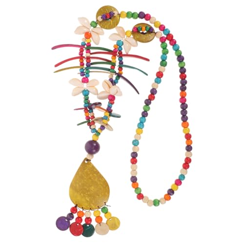 ROMISBABA Boho Kokosnuss Muschel Halskette Damen Lang Bunte Holz Perlen Schmuck für Sommer Hawaii Party Ethnische Frauen Accessoire von ROMISBABA