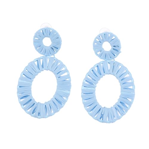 ROMISBABA Boho Raffia Ohrringe Damen Handgefertigt Geflochtene Rattan Ohrstecker Leicht Elegant Sommer Schmuck für Festival Hochzeit Geburtstag von ROMISBABA