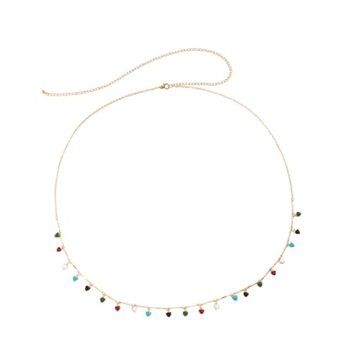 ROMISBABA Boho Taillenkette Damen Goldfarbene Bauchkette mit Kleinem Herz Anhänger Modische Strand Körperkette als Schmuck für Frauen und Mädchen Vielseitiges Bohemia Style Accessoire von ROMISBABA
