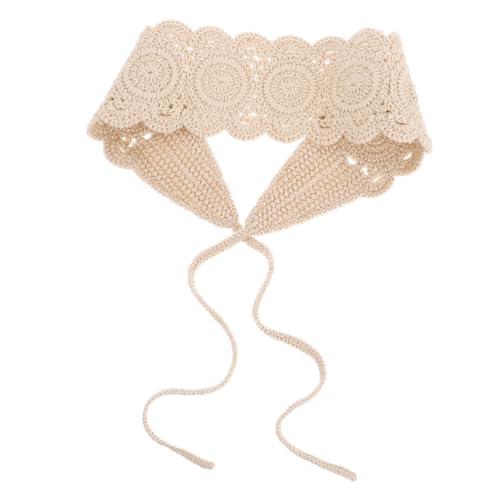 ROMISBABA Breites Häkelstirnband aus Baumwolle Damen Dehnbares Atmungsaktives Kopftuch mit UV Schutz Vielseitiges Boho Accessoire für Frühling Sommer Geeignet als Haarband Schal oder Gürtel von ROMISBABA