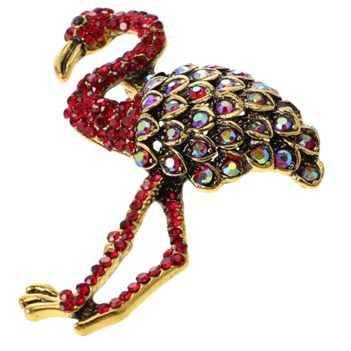 ROMISBABA Brosche Mit Flamingo- Metalllegierung Kristall Rot Für Damen Und Mädchen Partykleid Clip Elegant Und Vielseitig Für Viele Anlässe von ROMISBABA