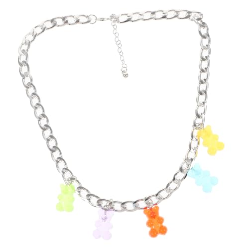ROMISBABA Bunte Bärenanhänger Halskette mit Strasssteinen Hip Hop Stil Modeschmuck für Damen und Mädchen Vielseitig Kombinierbar von ROMISBABA