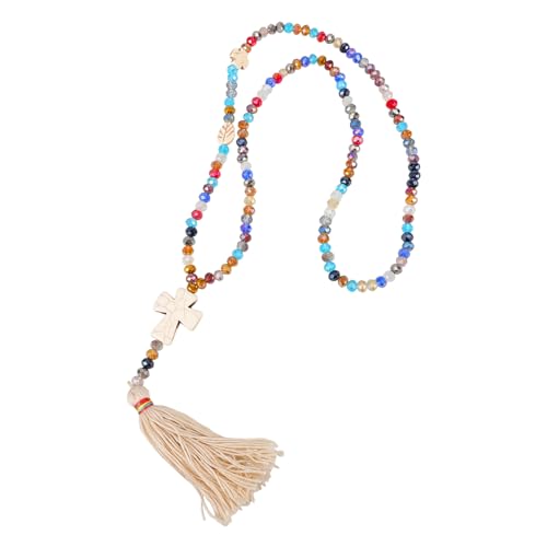 ROMISBABA Bunte Boho Halskette mit Quasten und Farbigen Kristallanhängern für Damen Kreative Modekette für Herbst und Winter Eleganter Schmuck für Party und Alltag von ROMISBABA